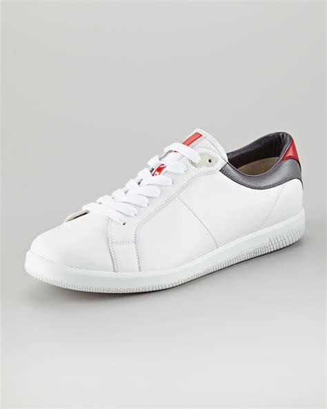 prada white mens shoes|Prada flat heel shoes.